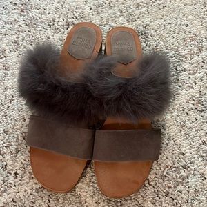 Huma Blanco Gray Alpaca Leather suede heel sandals size EU 40